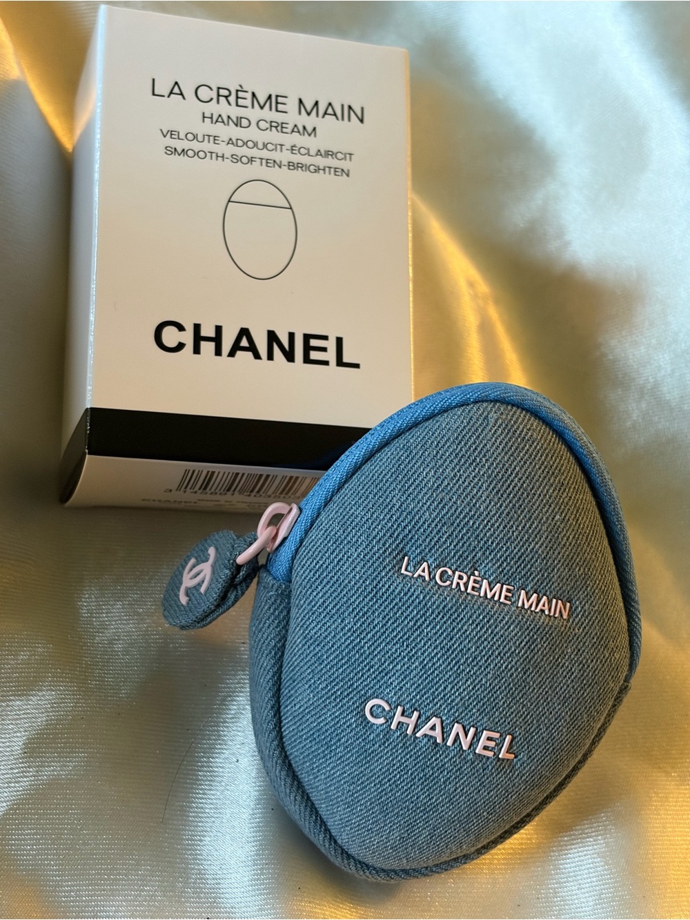 Beauty denim zip case pouch